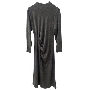 Mint Velvet Grey Heathered Long Sleeve Ruched Midi Dress XL Classic Stretchy